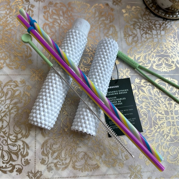 ✨ Starbucks ✨ Reusable Plastic Straws Venti Cup Cleaning Brush Studded Holder - Picture 4 of 9